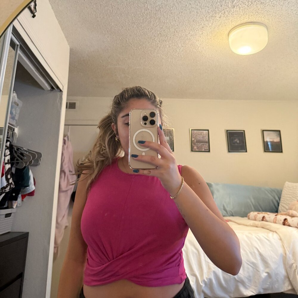 H&M Divided Hot Pink Twist-Front Tank Top